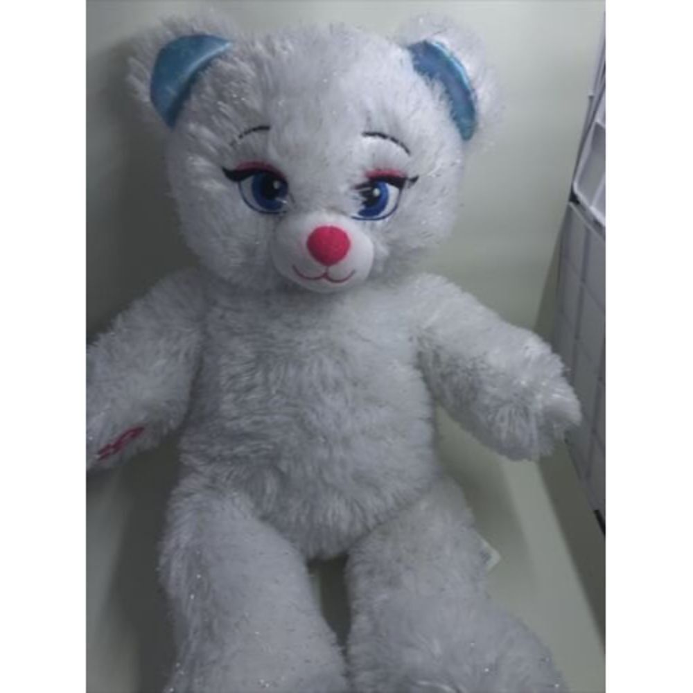 Build A Bear Frozen Elsa Plush 17” Bear White Sparkle Fur Stuffed Animal -Disney